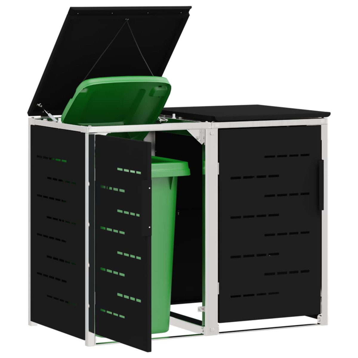 vidaXL Αποθήκευση Κάδου Γυρίσματος for 2 Bins 240L Ανοξείδωτο Ατσάλι