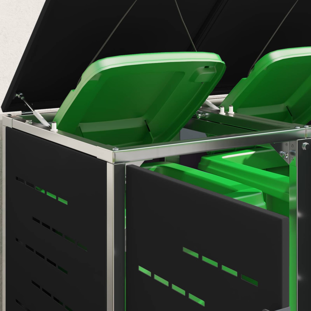 vidaXL Αποθήκευση Κάδου Γυρίσματος for 2 Bins 240L Ανοξείδωτο Ατσάλι