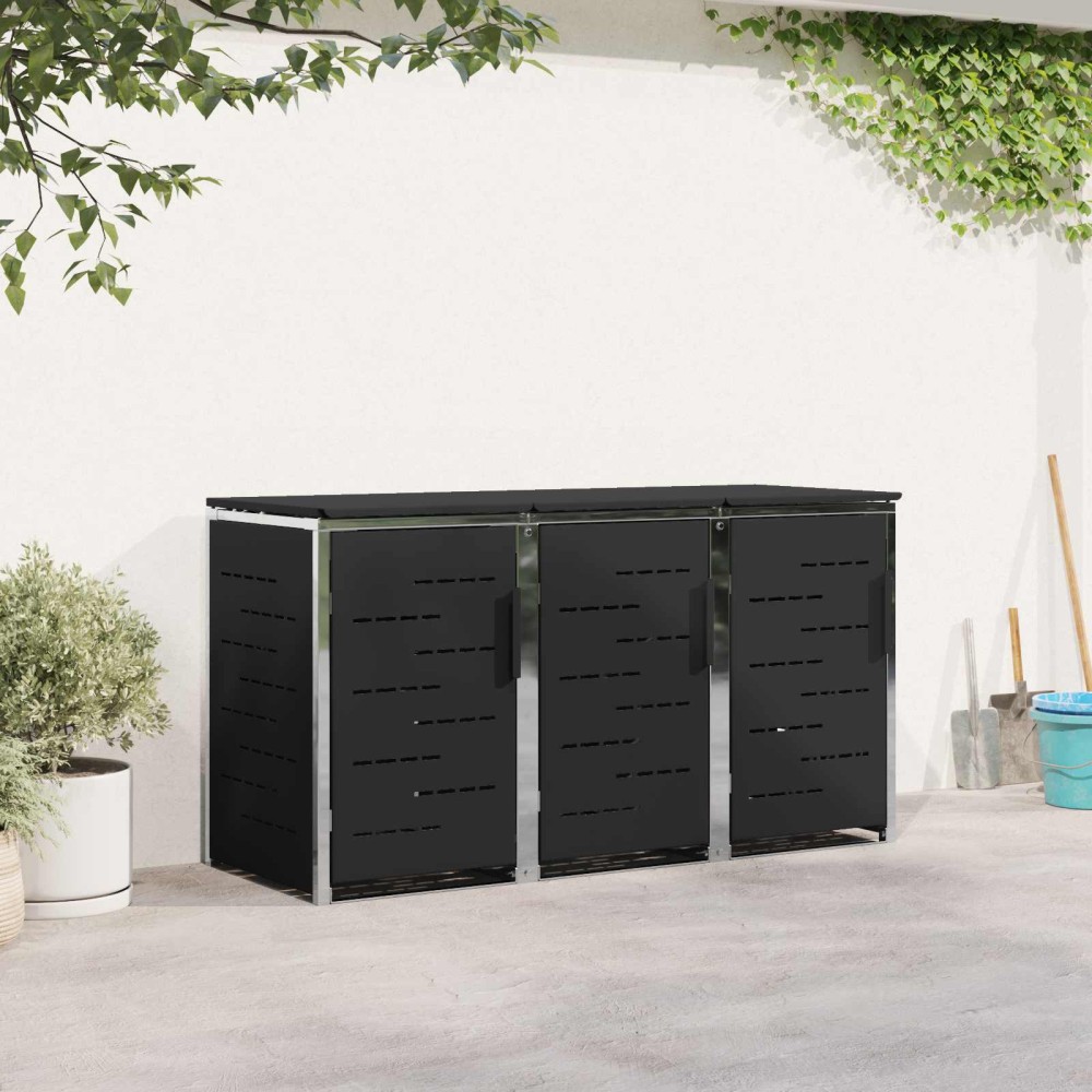 vidaXL Αποθήκευση Κάδου Γυρίσματος for 3 Bins 240L Ανοξείδωτο Ατσάλι