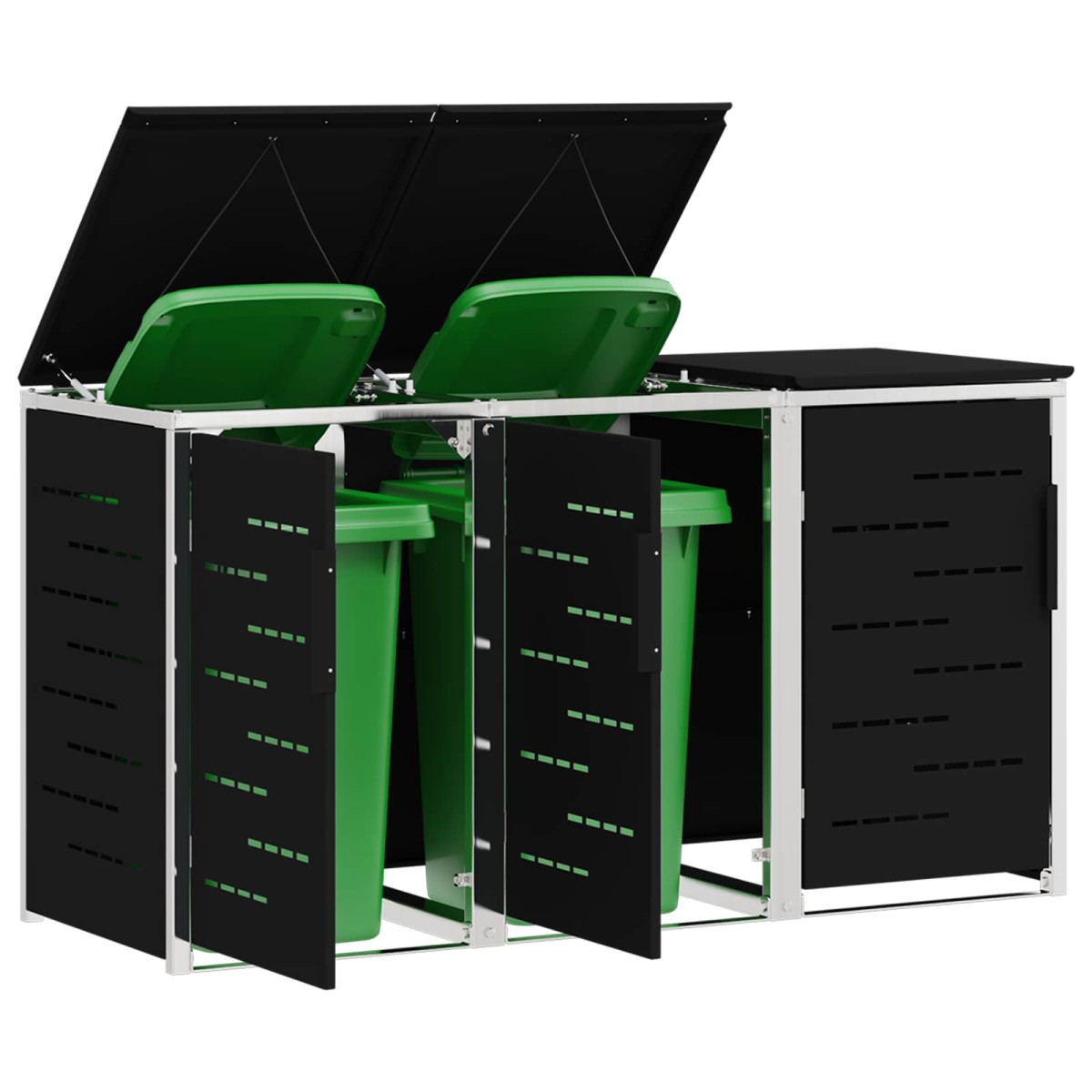 vidaXL Αποθήκευση Κάδου Γυρίσματος for 3 Bins 240L Ανοξείδωτο Ατσάλι