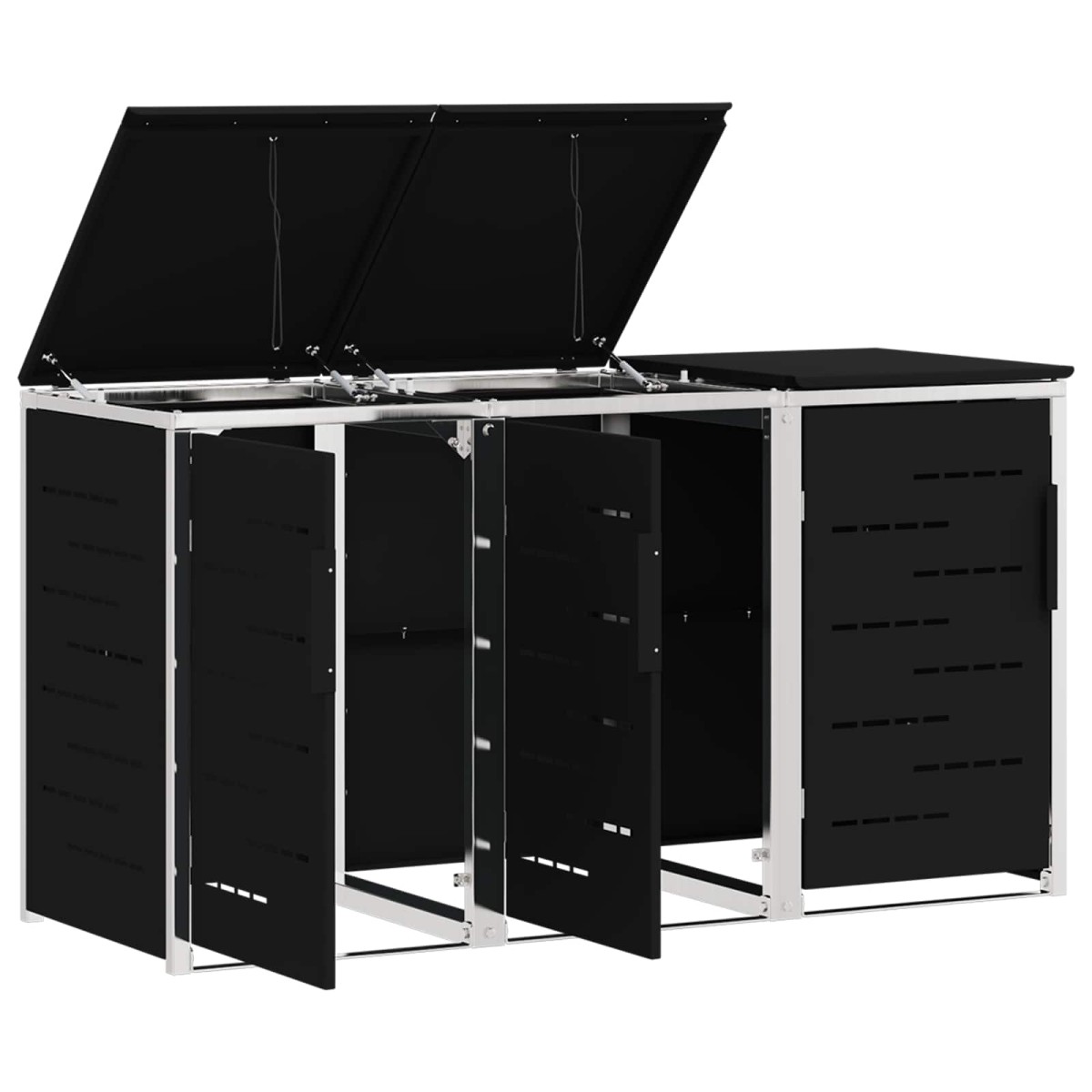 vidaXL Αποθήκευση Κάδου Γυρίσματος for 3 Bins 240L Ανοξείδωτο Ατσάλι