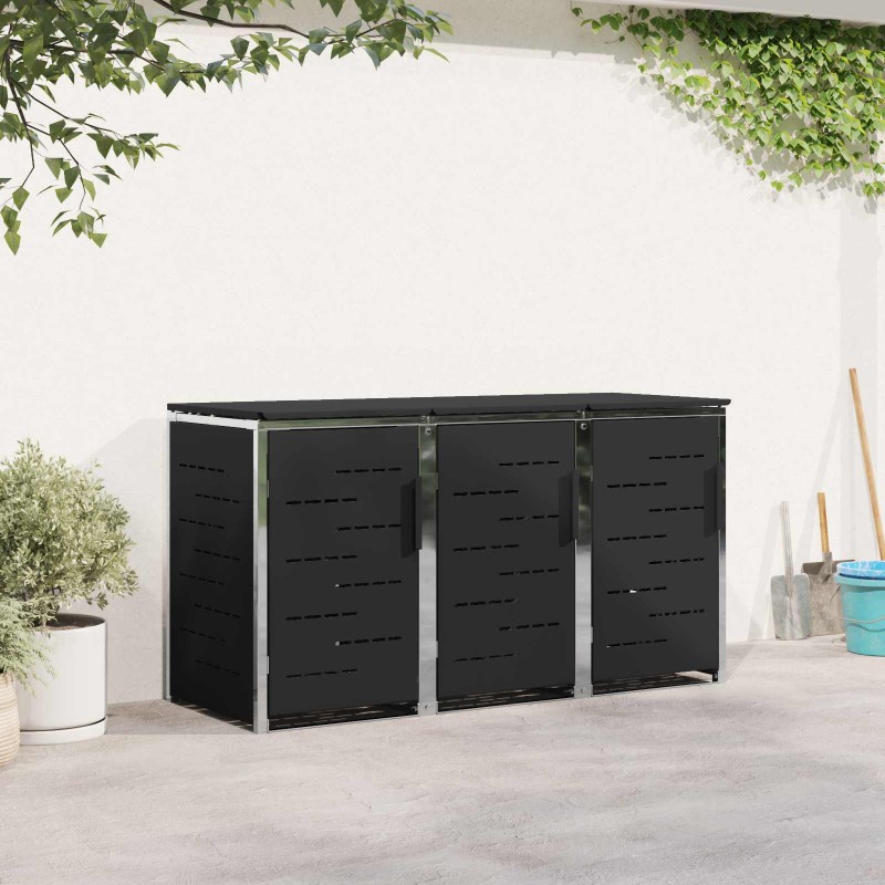 vidaXL Αποθήκευση Κάδου Γυρίσματος for 3 Bins 240L Ανοξείδωτο Ατσάλι