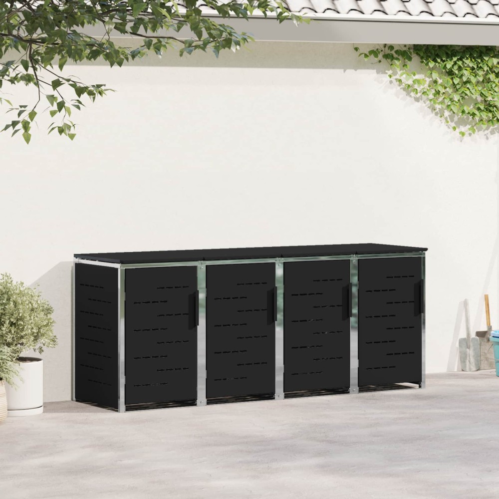 vidaXL Αποθήκευση Κάδου Γυρίσματος for 4 Bins 240L Ανοξείδωτο Ατσάλι
