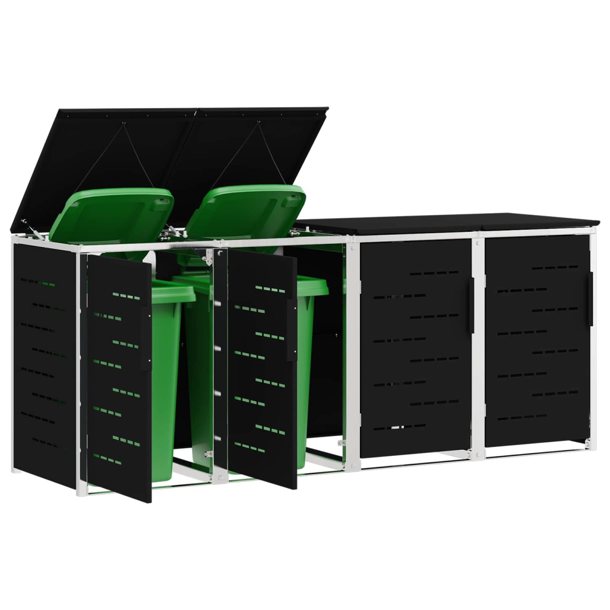 vidaXL Αποθήκευση Κάδου Γυρίσματος for 4 Bins 240L Ανοξείδωτο Ατσάλι