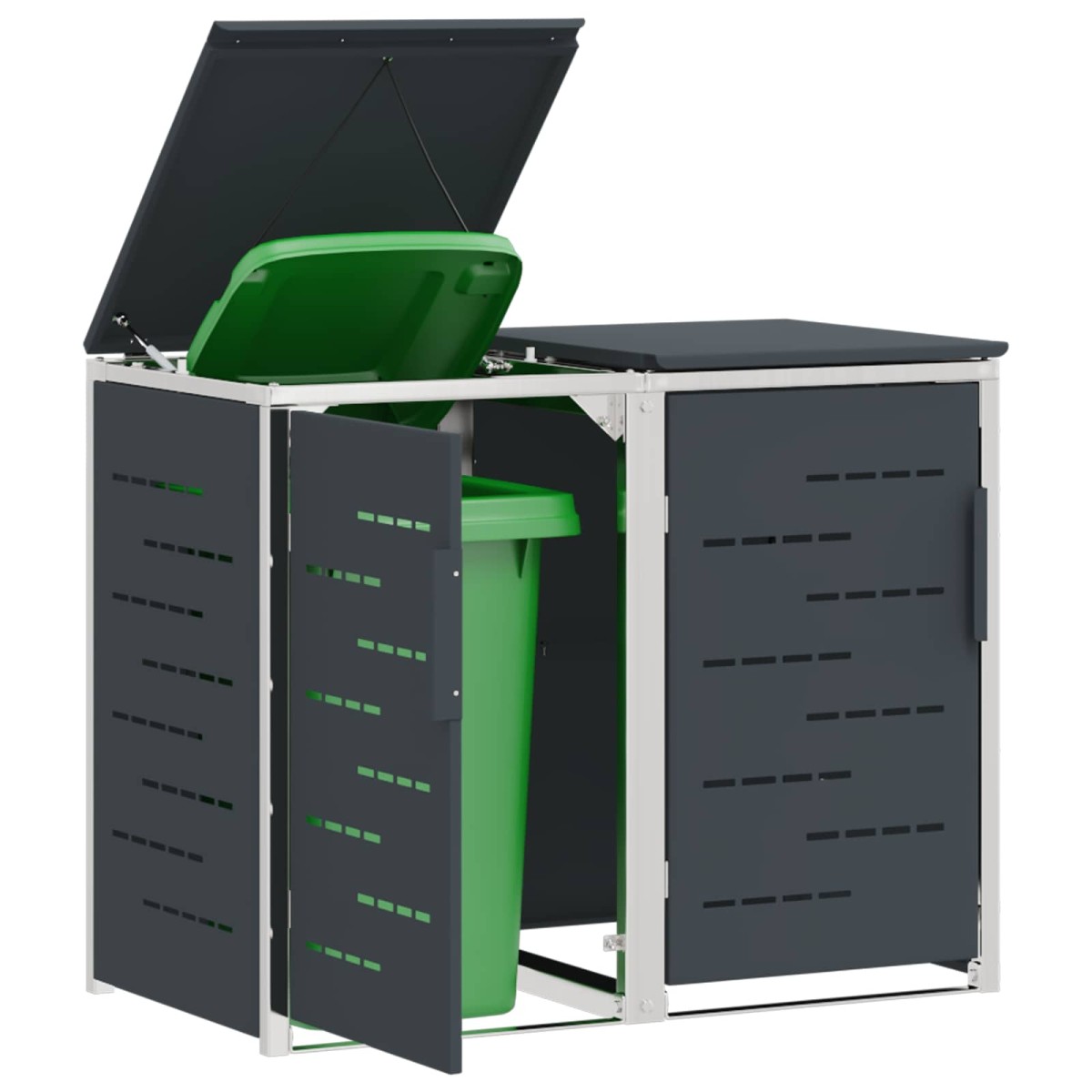 vidaXL Αποθήκευση Κάδου Γυρίσματος for 2 Bins 240L Ανοξείδωτο Ατσάλι