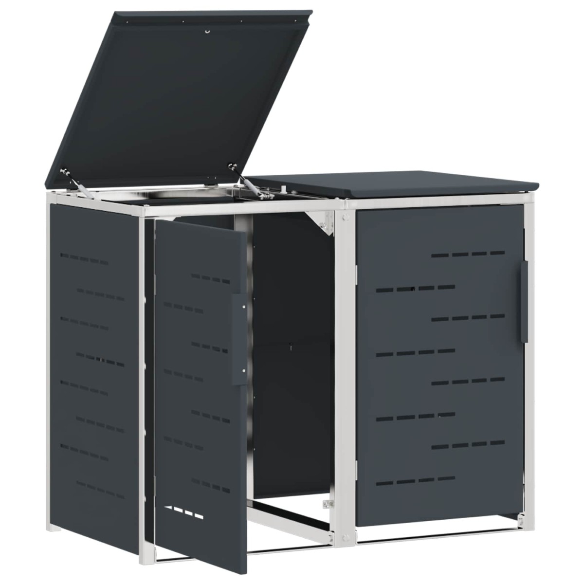vidaXL Αποθήκευση Κάδου Γυρίσματος for 2 Bins 240L Ανοξείδωτο Ατσάλι