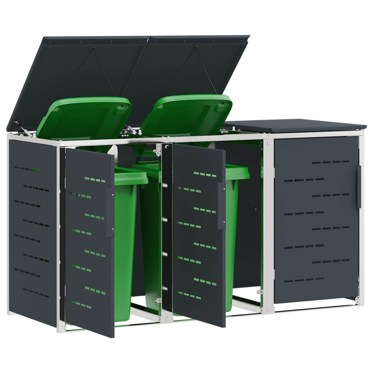 vidaXL Αποθήκευση Κάδου Γυρίσματος for 3 Bins 240L Ανοξείδωτο Ατσάλι