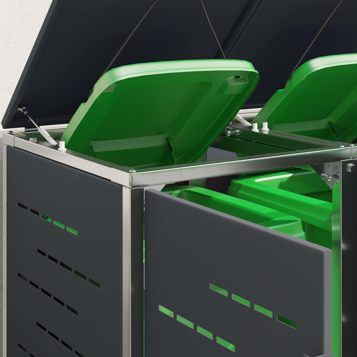 vidaXL Αποθήκευση Κάδου Γυρίσματος for 3 Bins 240L Ανοξείδωτο Ατσάλι