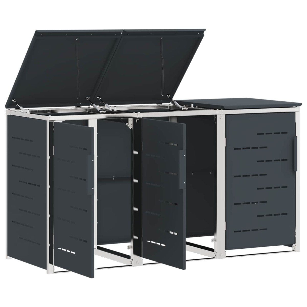 vidaXL Αποθήκευση Κάδου Γυρίσματος for 3 Bins 240L Ανοξείδωτο Ατσάλι
