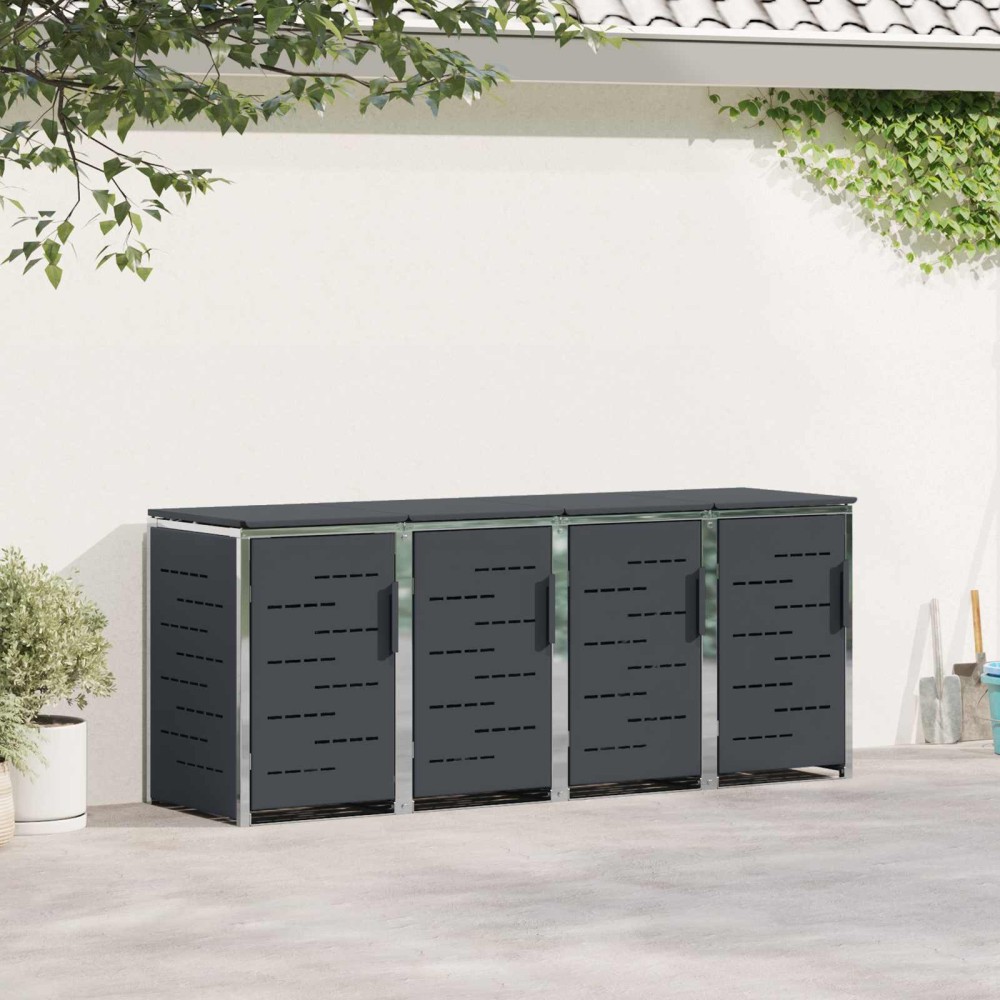 vidaXL Αποθήκευση Κάδου Γυρίσματος for 4 Bins 240L Ανοξείδωτο Ατσάλι