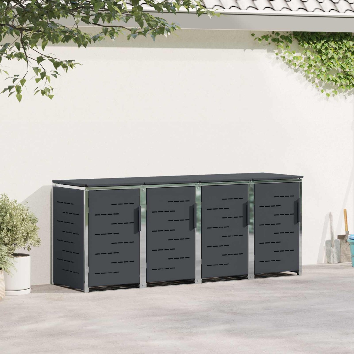 vidaXL Αποθήκευση Κάδου Γυρίσματος for 4 Bins 240L Ανοξείδωτο Ατσάλι