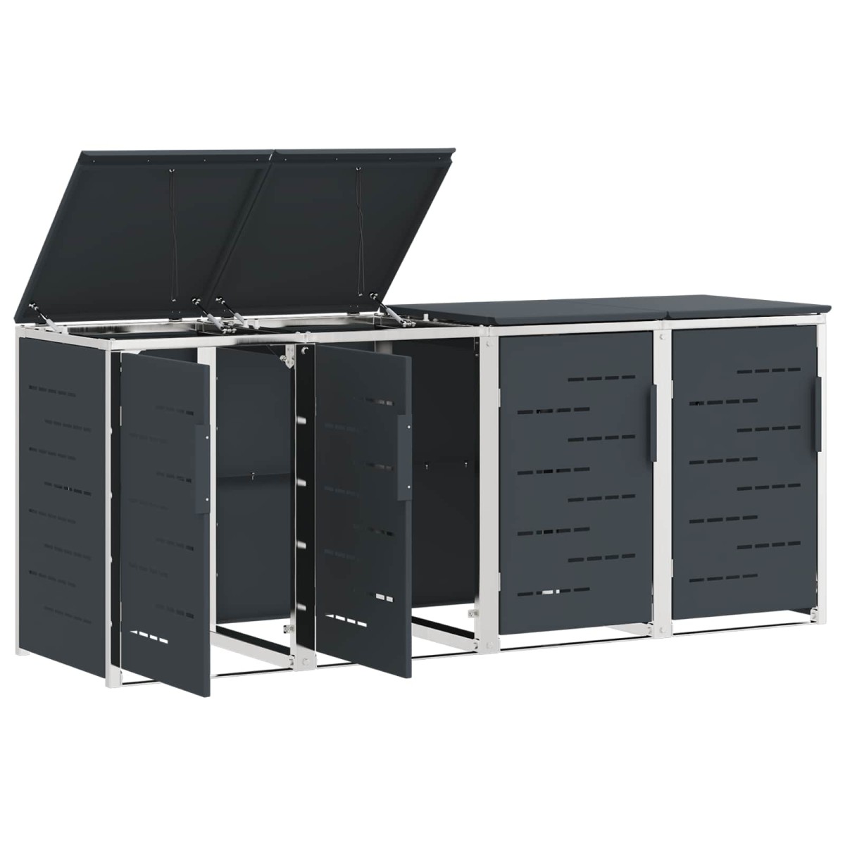vidaXL Αποθήκευση Κάδου Γυρίσματος for 4 Bins 240L Ανοξείδωτο Ατσάλι