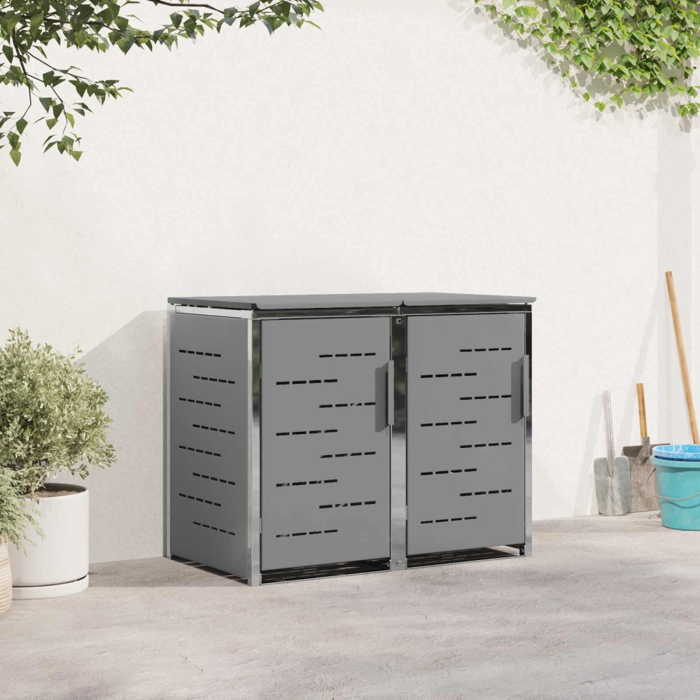 vidaXL Αποθήκευση Κάδου Γυρίσματος for 2 Bins 240L Ανοξείδωτο Ατσάλι