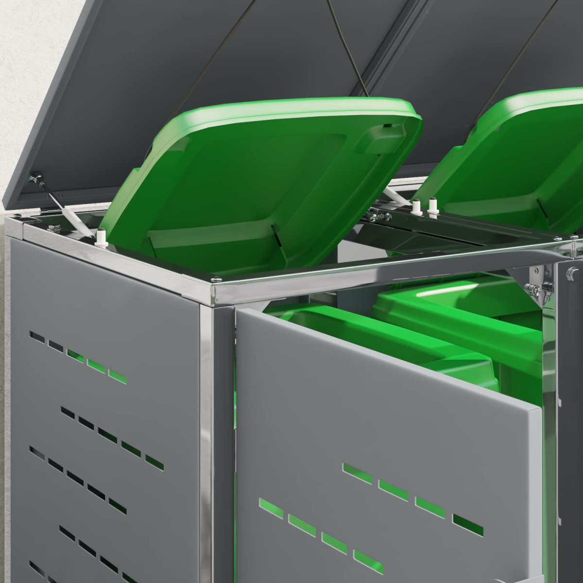 vidaXL Αποθήκευση Κάδου Γυρίσματος for 2 Bins 240L Ανοξείδωτο Ατσάλι