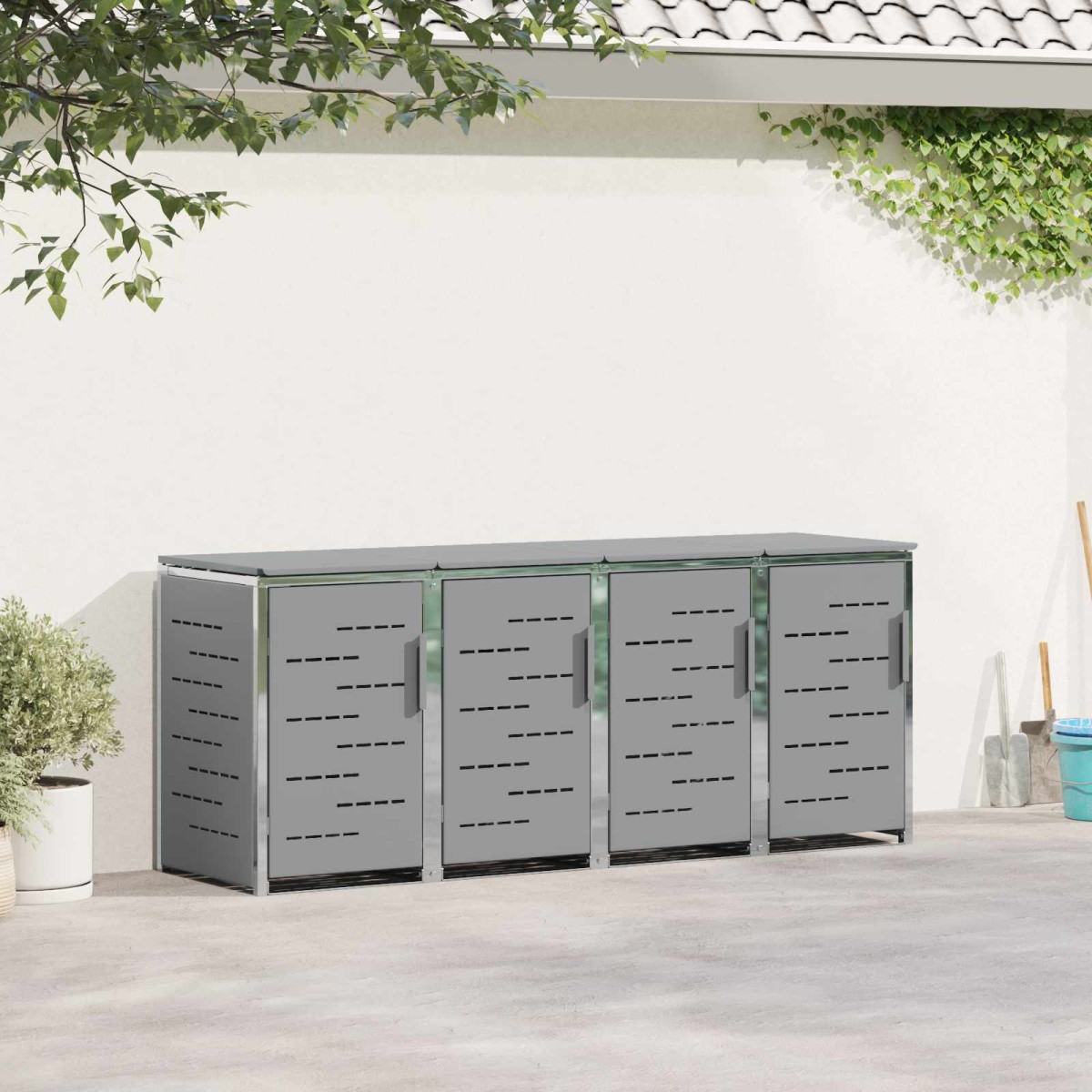 vidaXL Αποθήκευση Κάδου Γυρίσματος for 4 Bins 240L Ανοξείδωτο Ατσάλι