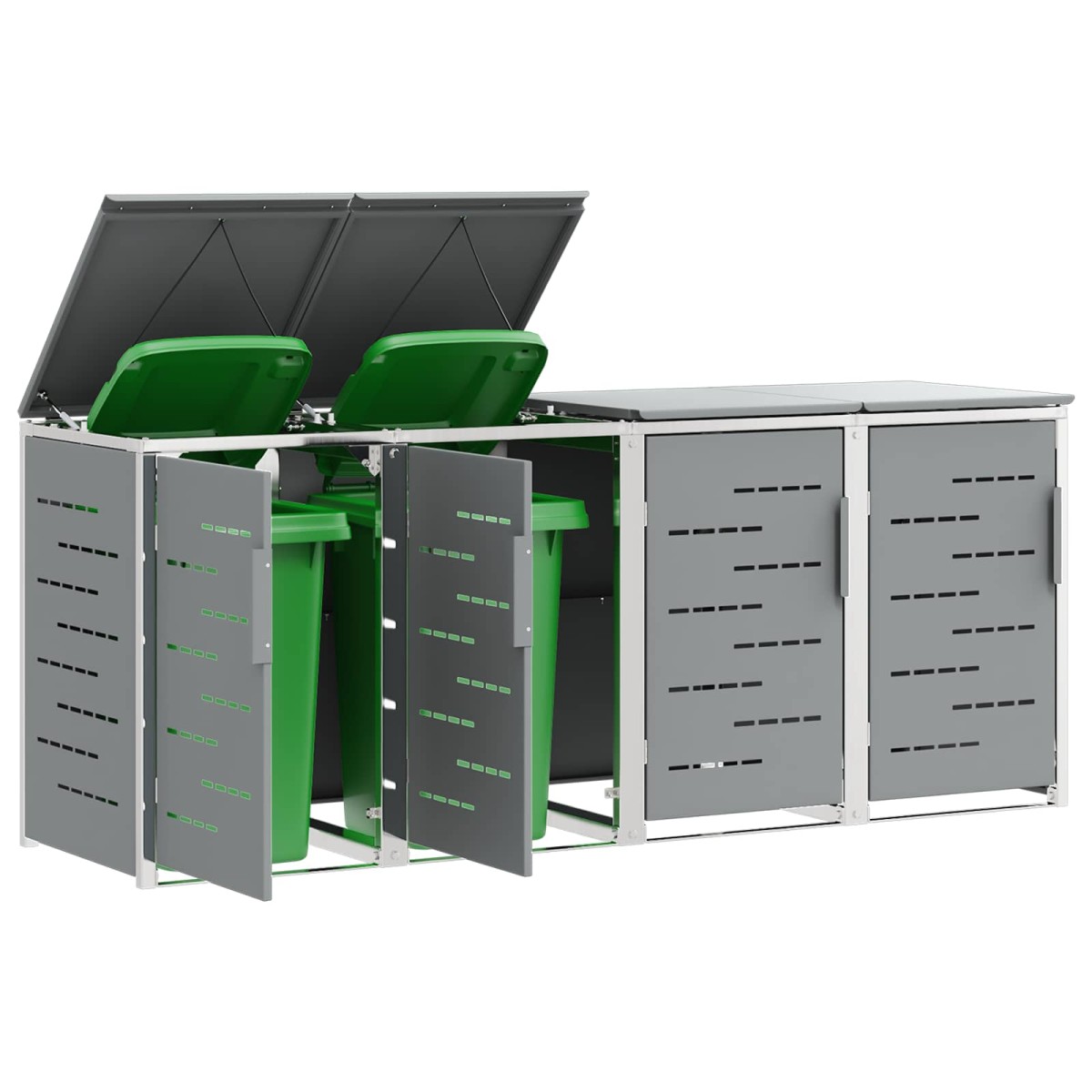vidaXL Αποθήκευση Κάδου Γυρίσματος for 4 Bins 240L Ανοξείδωτο Ατσάλι