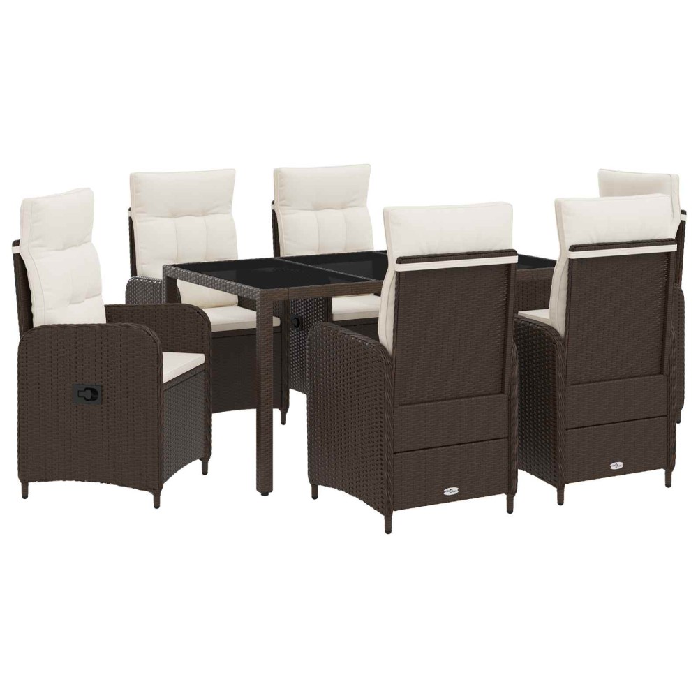 vidaXL Σετ Εξωτερικής Τραπέζης 7 pcs Καφέ και Κρέμα Λευκό
