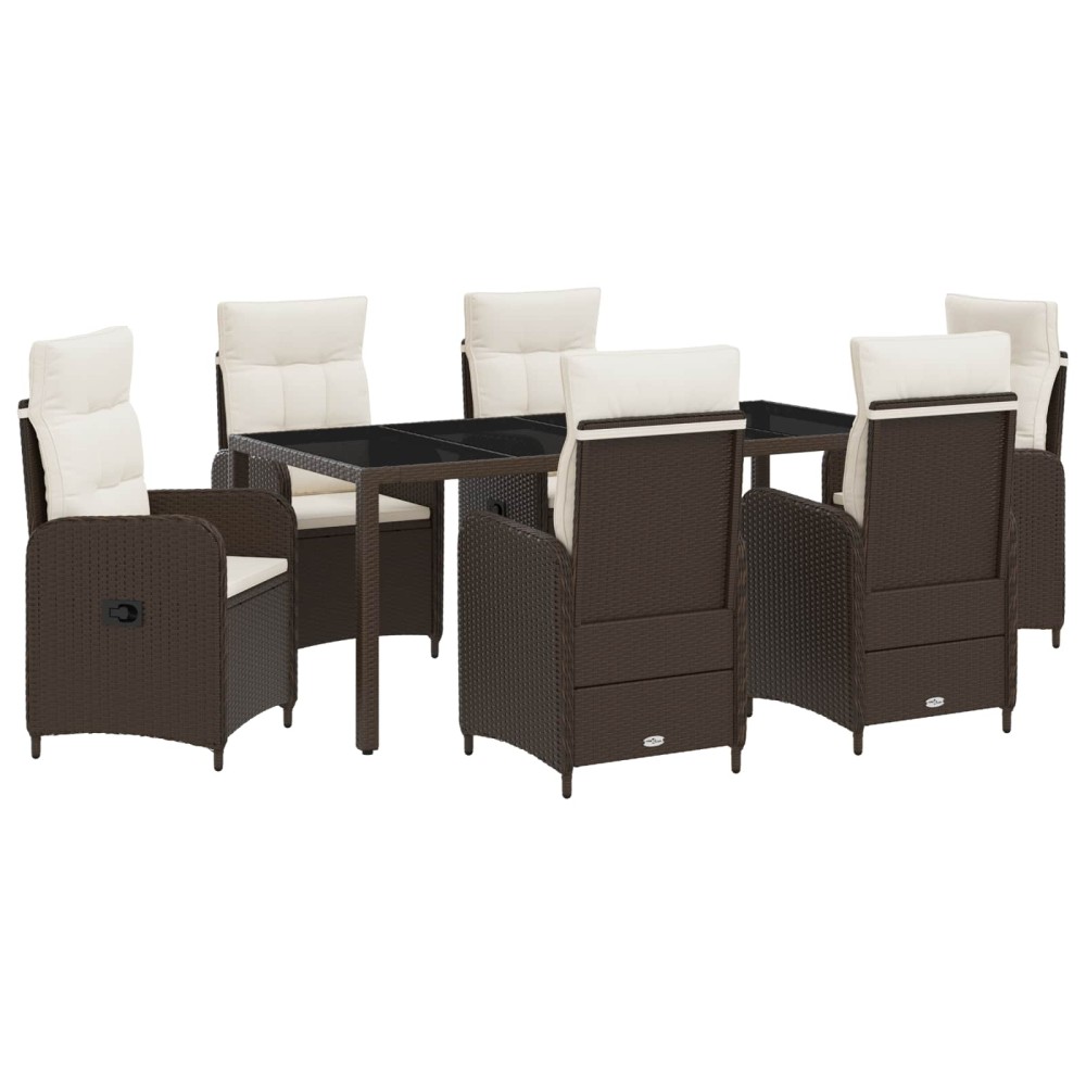 vidaXL Σετ Εξωτερικής Τραπέζης 7 pcs Καφέ και Κρέμα Λευκό