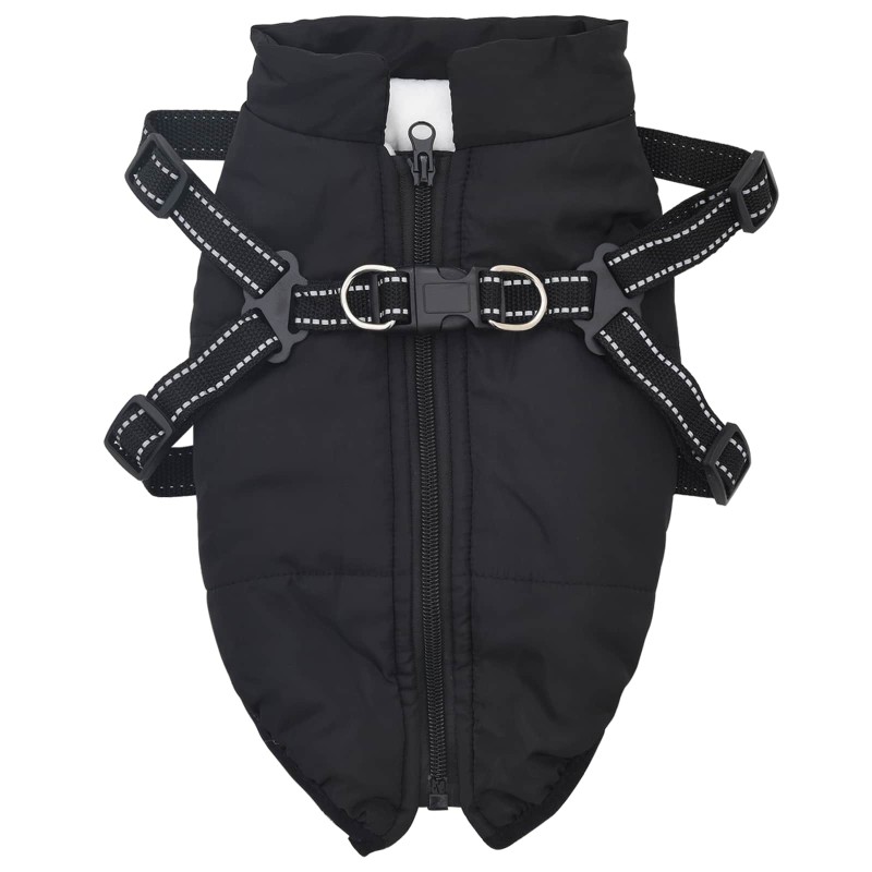 vidaXL Μπουφάν Σκύλου Μαύρο L40 Φλις και Πολυεστέρας