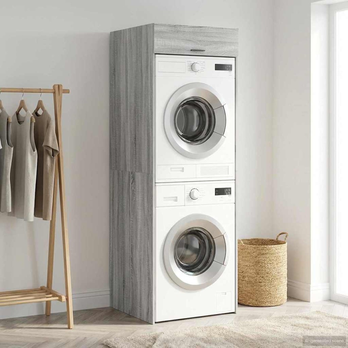 vidaXL Ντουλάπα Πλυντηρίου με πόρτα Γκρίζο Σονομα 67,5 x 68 x 200 εκ
