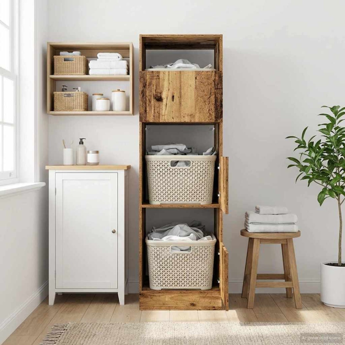 vidaXL Ντουλάπα Πλυσταριού με αποθήκευση Artisan Oak 50 x 68 x 162 εκ