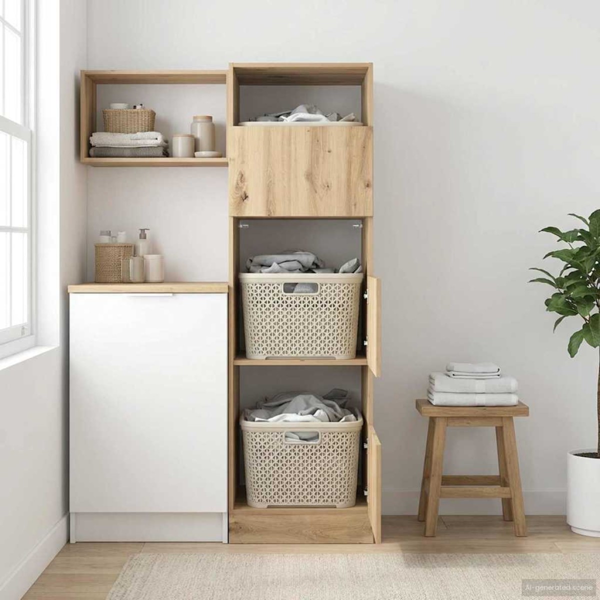 vidaXL Ντουλάπα Πλυσταριού με αποθήκευση Artisan Oak 50 x 68 x 162 εκ