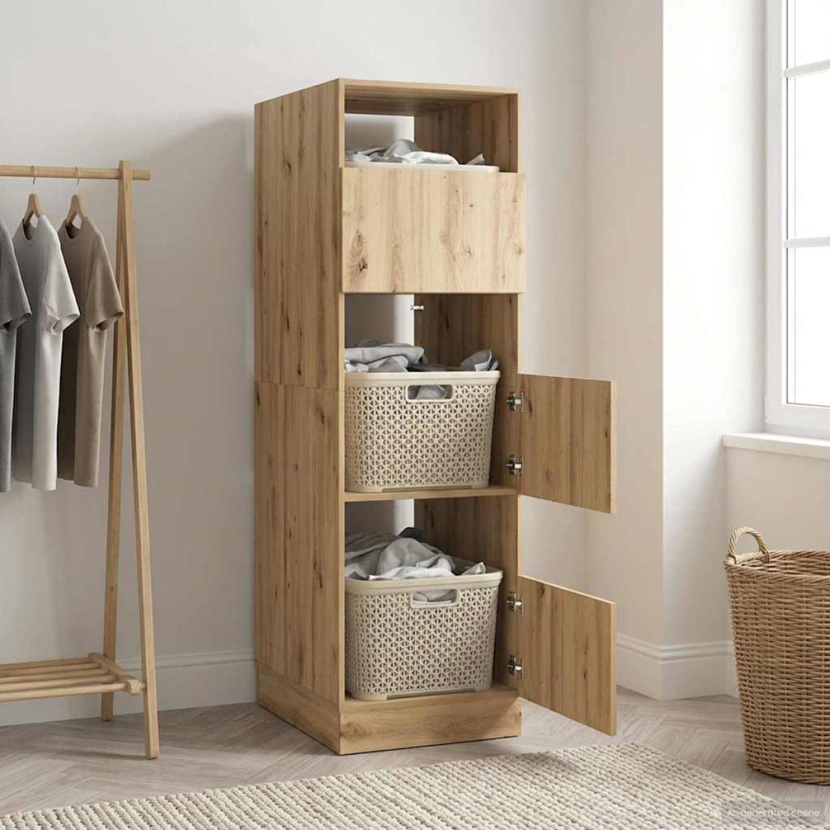 vidaXL Ντουλάπα Πλυσταριού με αποθήκευση Artisan Oak 50 x 68 x 162 εκ
