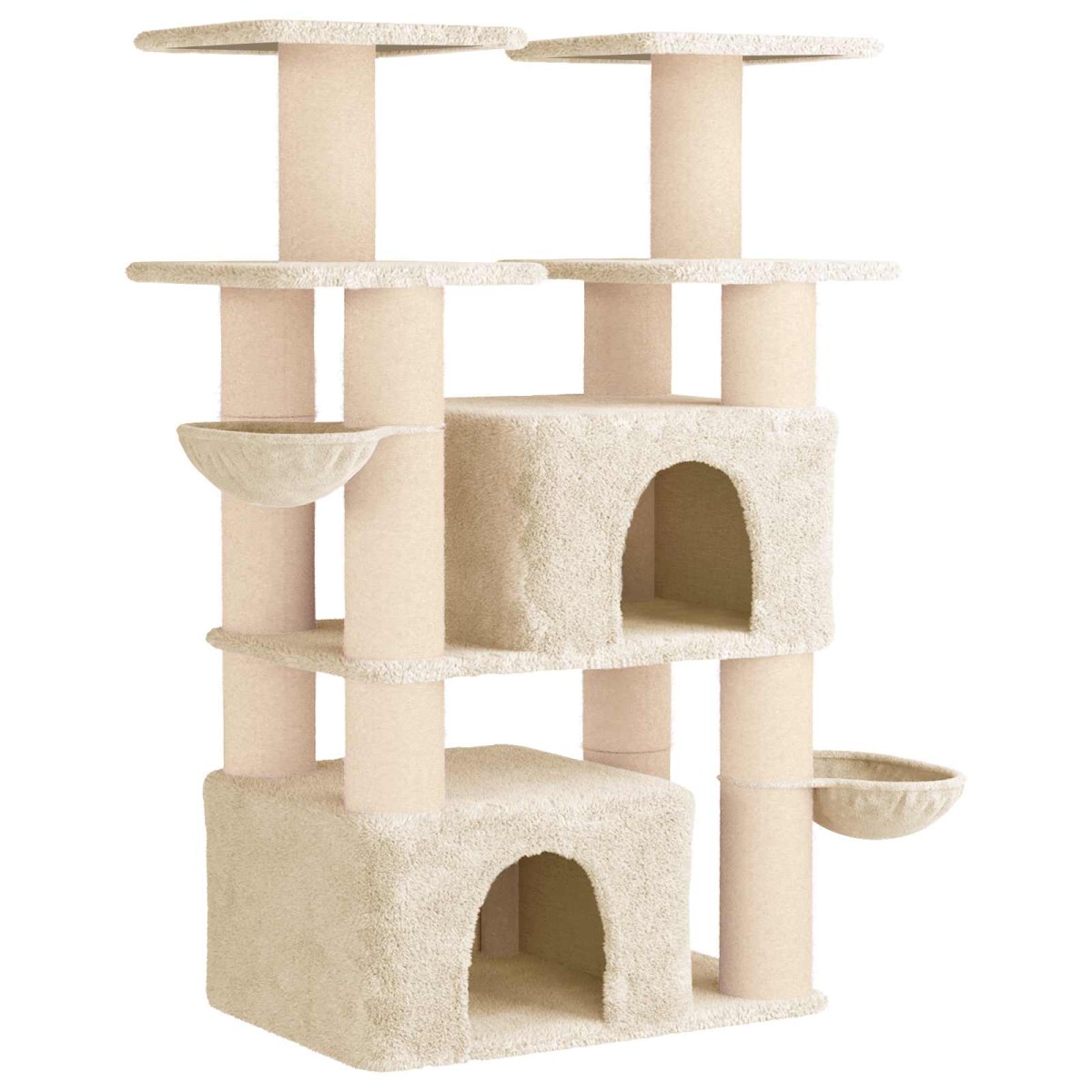 vidaXL Δέντρο γάτας με στύλους ξύρας 2 τμχ. Κρεμ 147 cm