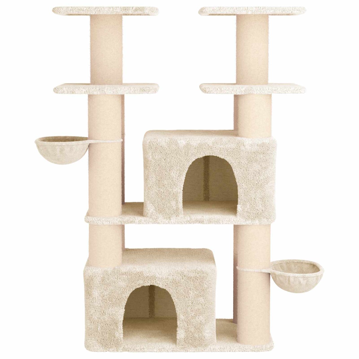 vidaXL Δέντρο γάτας με στύλους ξύρας 2 τμχ. Κρεμ 147 cm