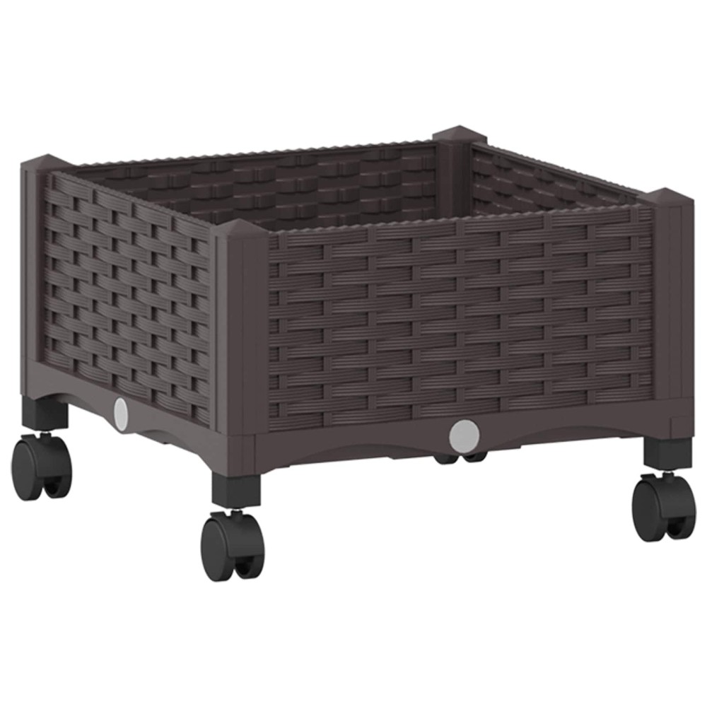 vidaXL Κήπος Γλαστράκι με Ροδάκια Καφέ 40 x 40 x 29 εκ PP