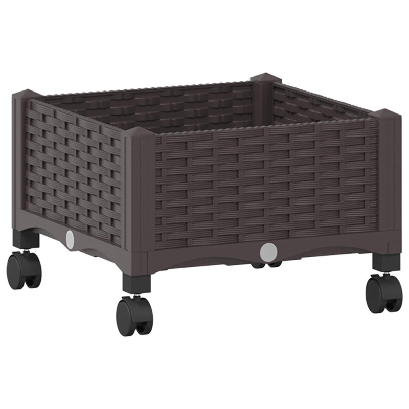 vidaXL Κήπος Γλαστράκι με Ροδάκια Καφέ 40 x 40 x 29 εκ PP