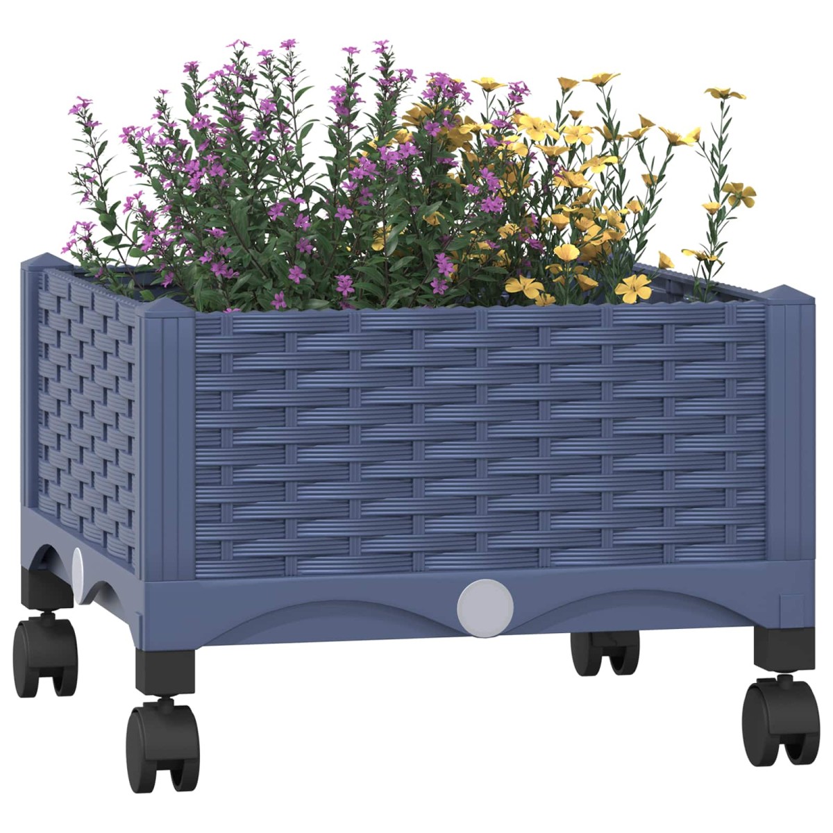 vidaXL Κήπος Γλαστράκι με Ροδάκια Μπλε Γκρι 40 x 40 x 33 cm PP