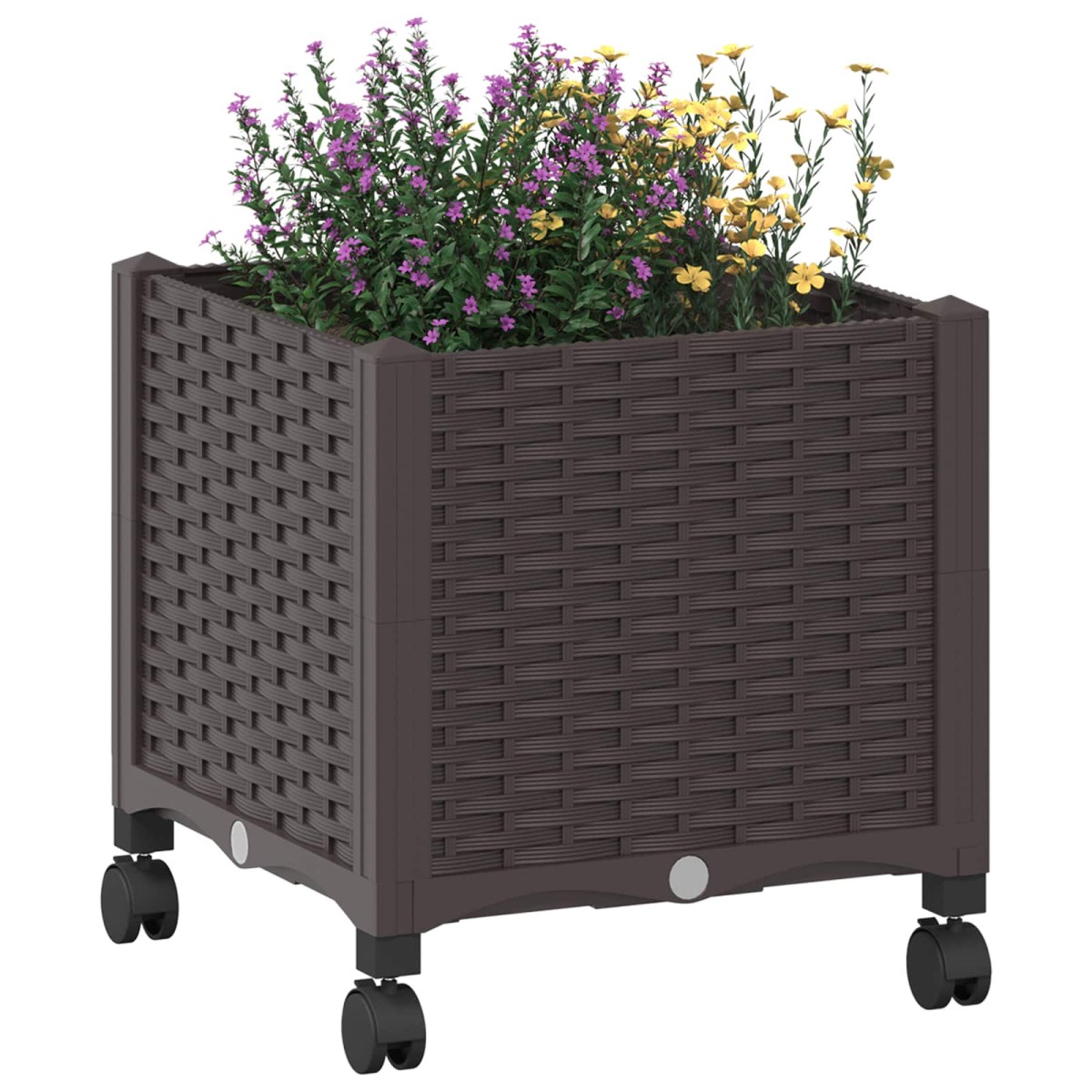 vidaXL Κήπος Γλαστράκι με Ροδάκια Καφέ 40 x 40 x 44 εκ PP