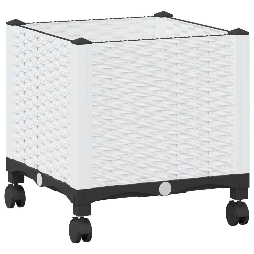 vidaXL Κήπος Γλαστράκι με Ροδάκια Λευκό 40 x 40 x 48 cm PP