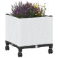 vidaXL Κήπος Γλαστράκι με Ροδάκια Λευκό 40 x 40 x 48 cm PP