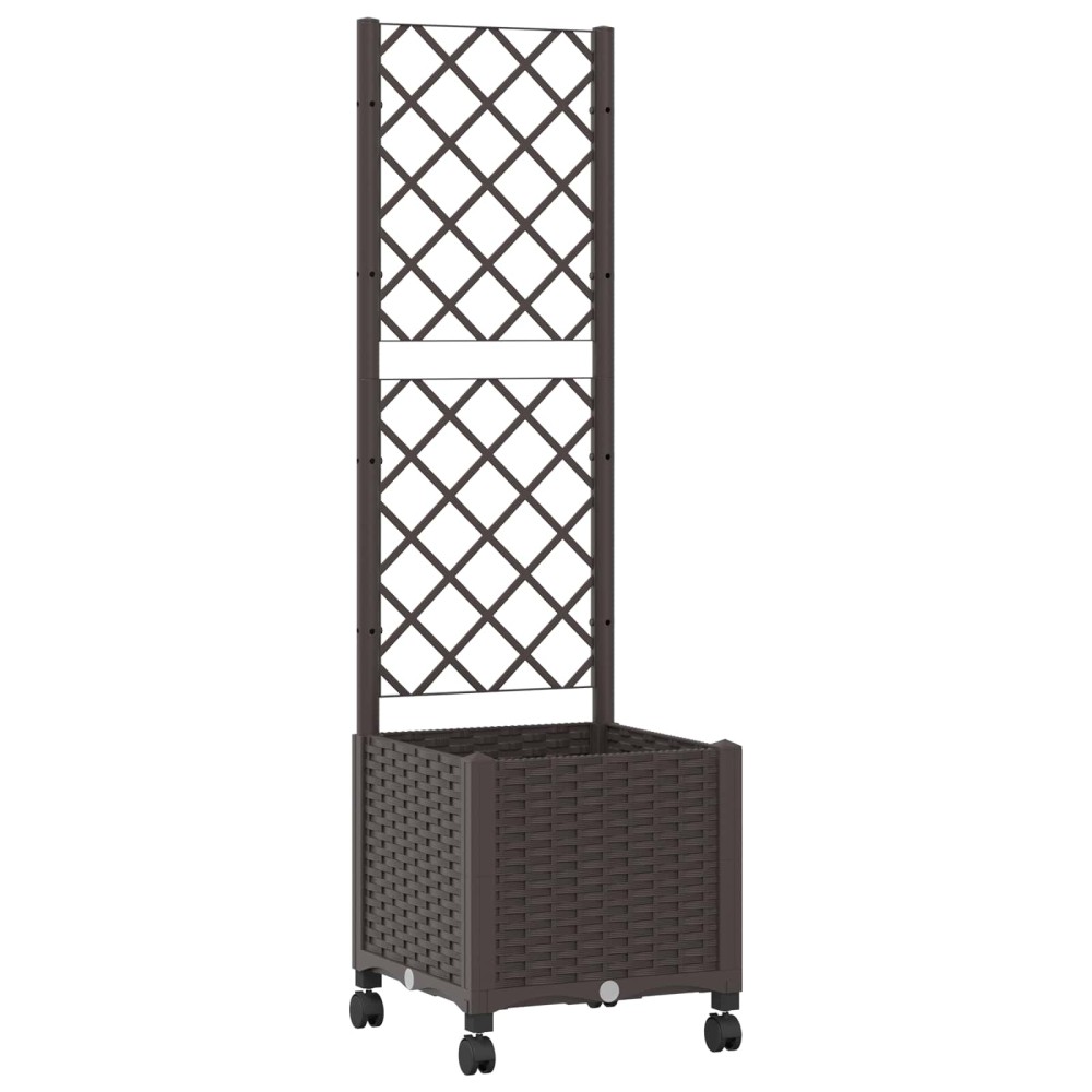 vidaXL Γλάστρα κήπου με πέργκολα & τροχούς Καφέ 40 x 40 x 146 εκ PP