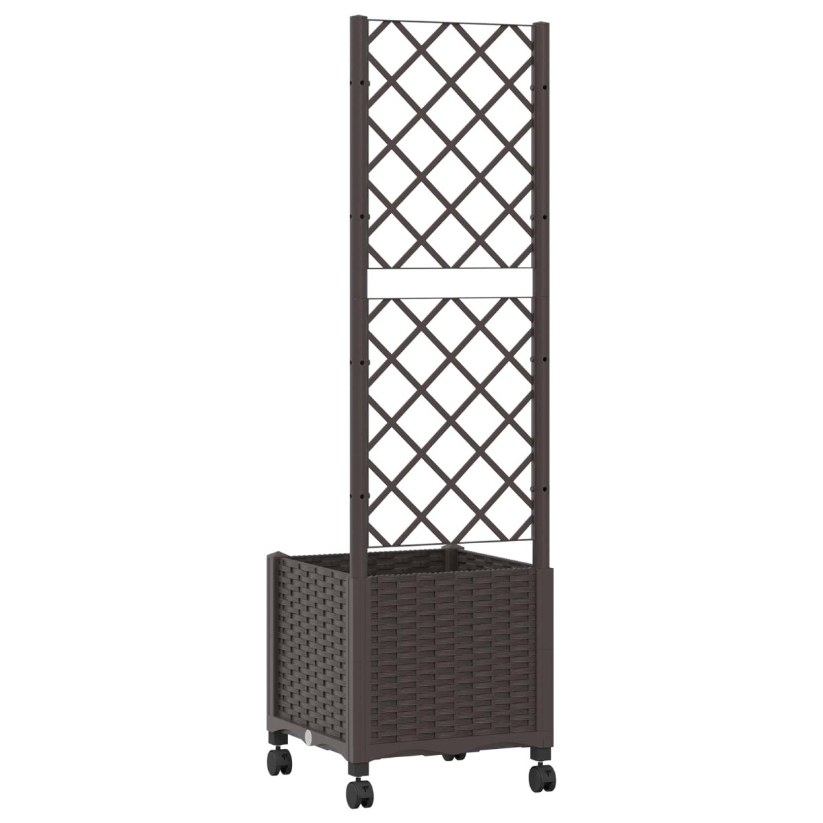 vidaXL Γλάστρα κήπου με πέργκολα & τροχούς Καφέ 40 x 40 x 146 εκ PP