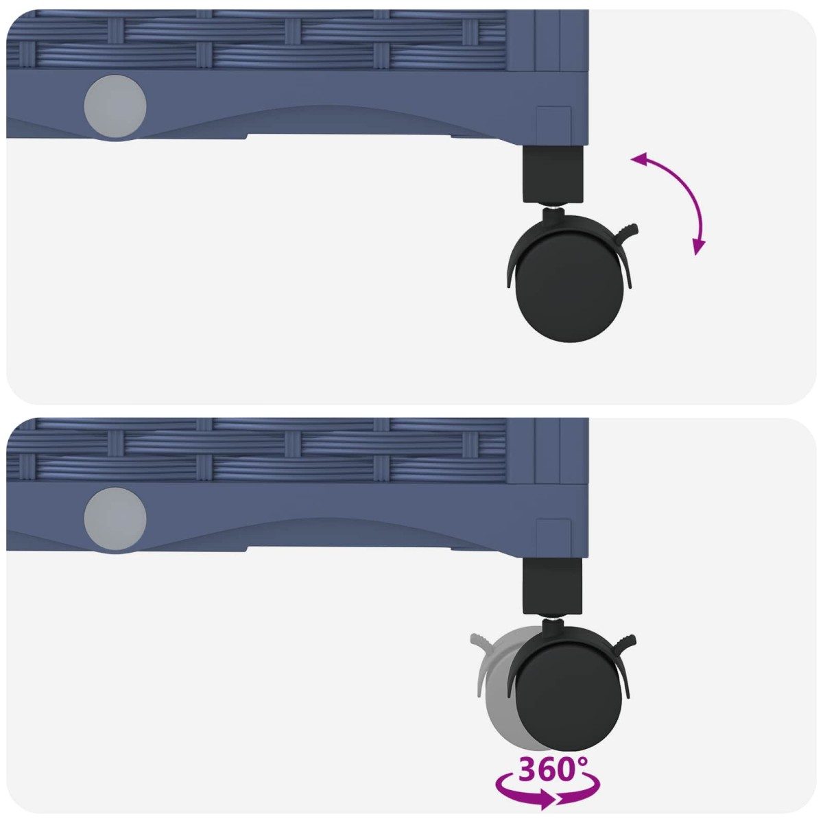 vidaXL Γλάστρα κήπου με πέργκολα & τροχούς Μπλε Γκρι 40 x 40 x 146 εκ