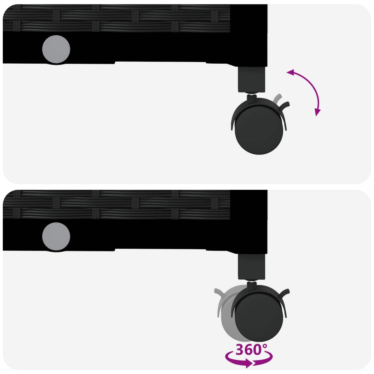 vidaXL Κήπος Γλαστράκι με Ροδάκια Μαύρο 80 x 40 x 29 εκ PP