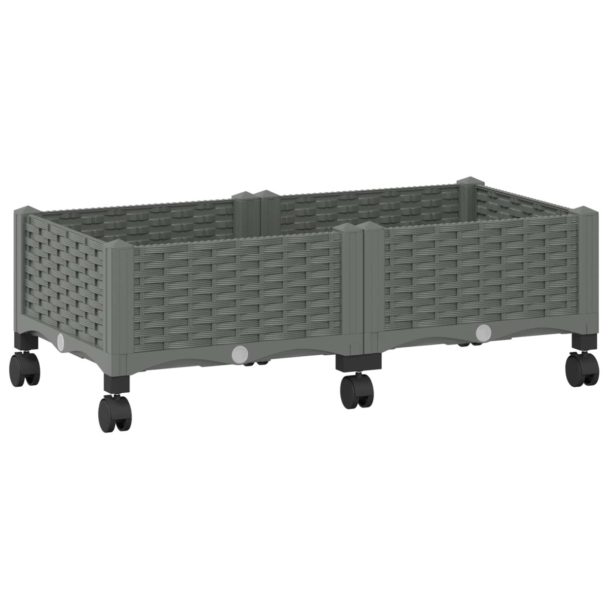 vidaXL Κήπος Γλαστράκι με Ροδάκια Ανοιχτό γκρι 80 x 40 x 33 cm PP