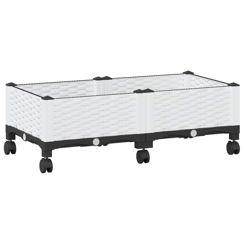 vidaXL Κήπος Γλαστράκι με Ροδάκια Λευκό 80 x 40 x 33 cm PP