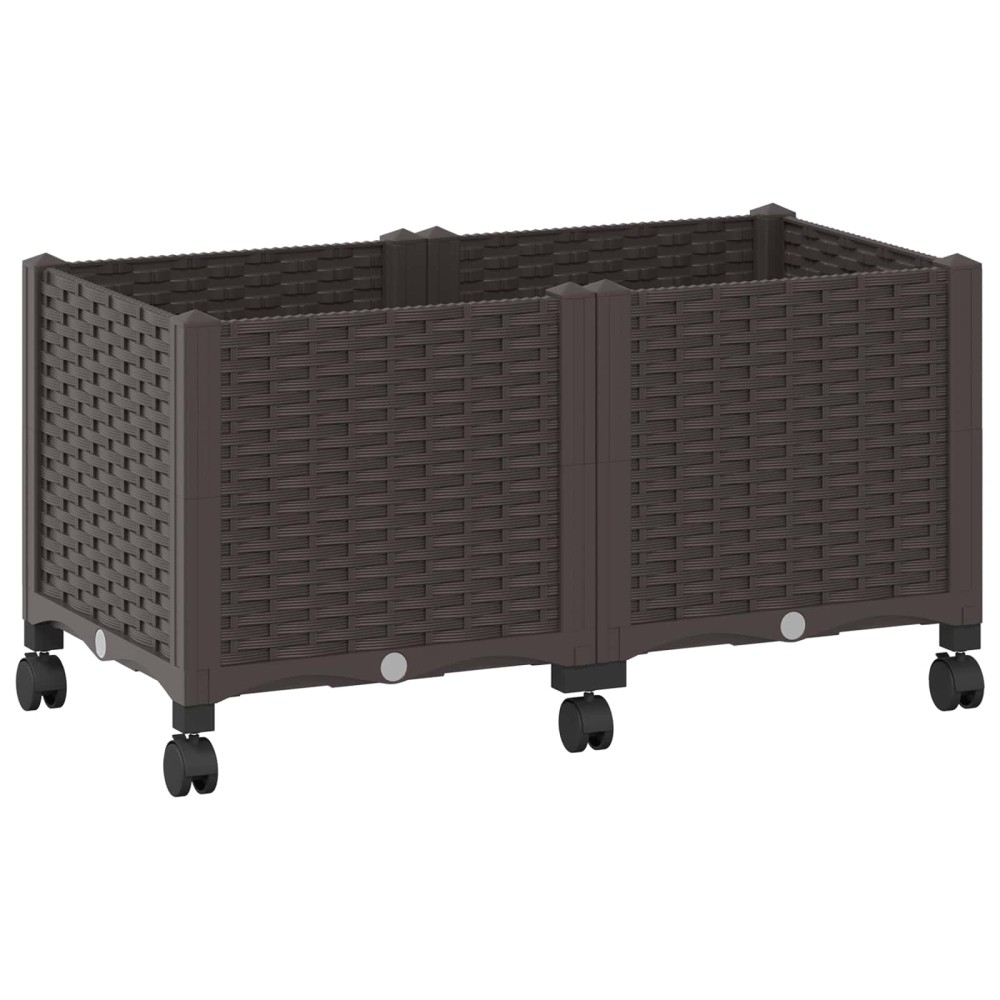 vidaXL Κήπος Γλαστράκι με Ροδάκια Καφέ 80 x 40 x 44 εκ PP