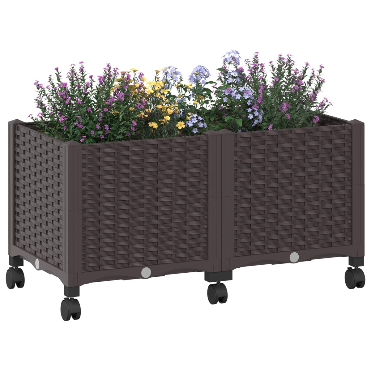 vidaXL Κήπος Γλαστράκι με Ροδάκια Καφέ 80 x 40 x 44 εκ PP