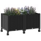 vidaXL Κήπος Γλαστράκι με Ροδάκια Μαύρο 80 x 40 x 44 εκ PP