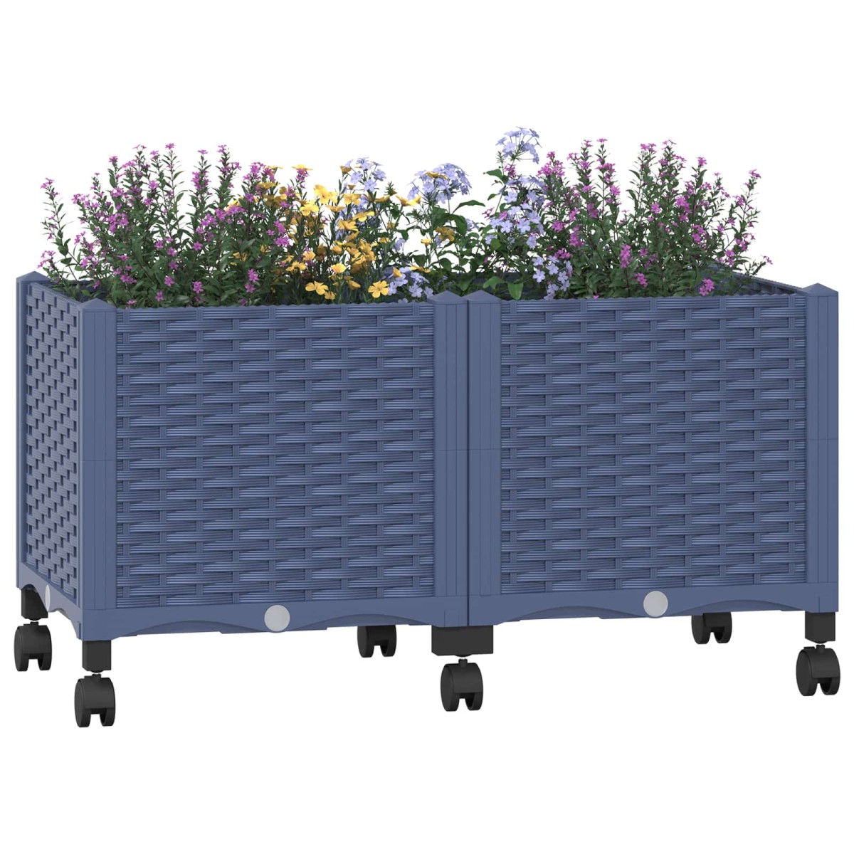 vidaXL Κήπος Γλαστράκι με Ροδάκια Μπλε Γκρι 80 x 40 x 48 cm PP