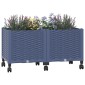 vidaXL Κήπος Γλαστράκι με Ροδάκια Μπλε Γκρι 80 x 40 x 48 cm PP