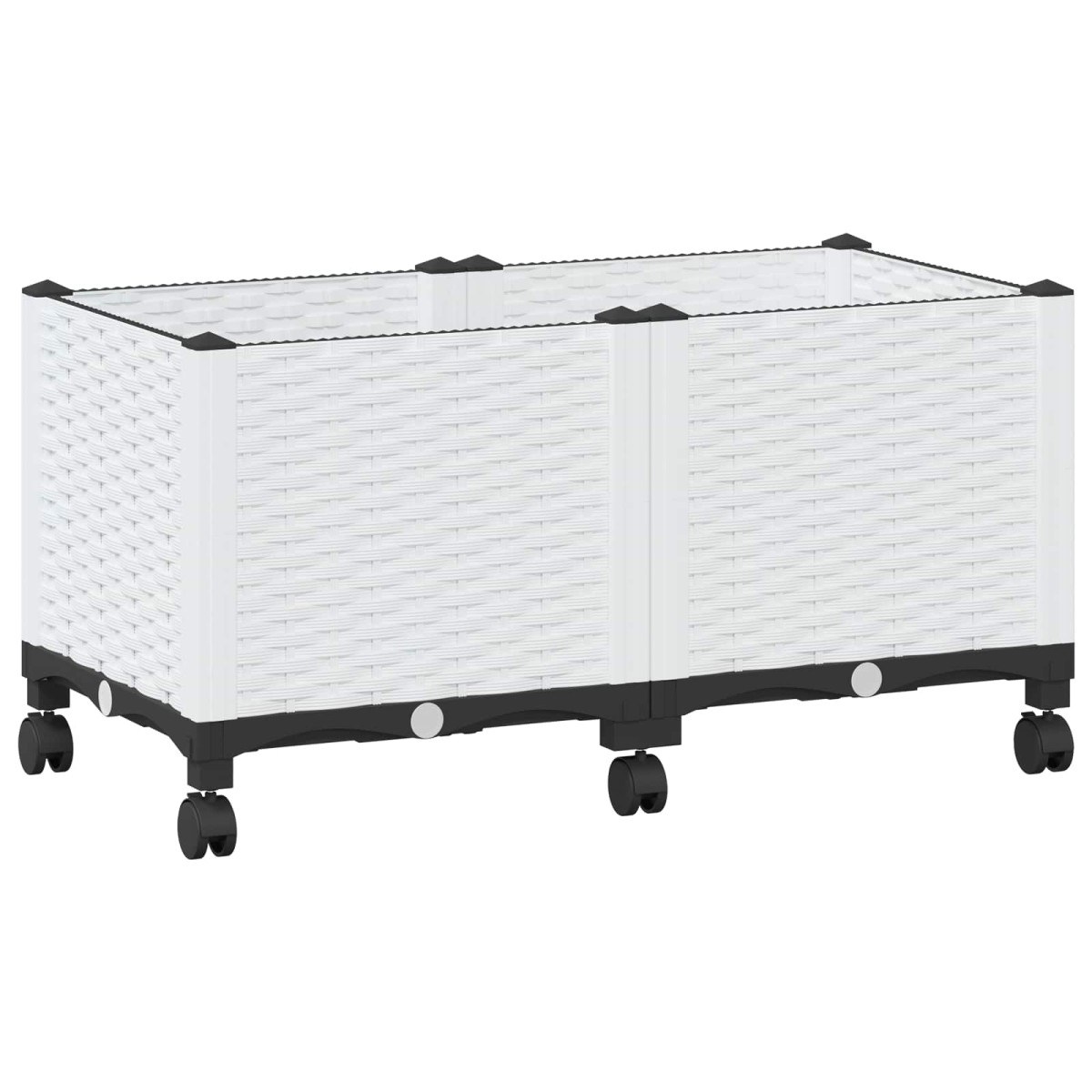 vidaXL Κήπος Γλαστράκι με Ροδάκια Λευκό 80 x 40 x 48 cm PP