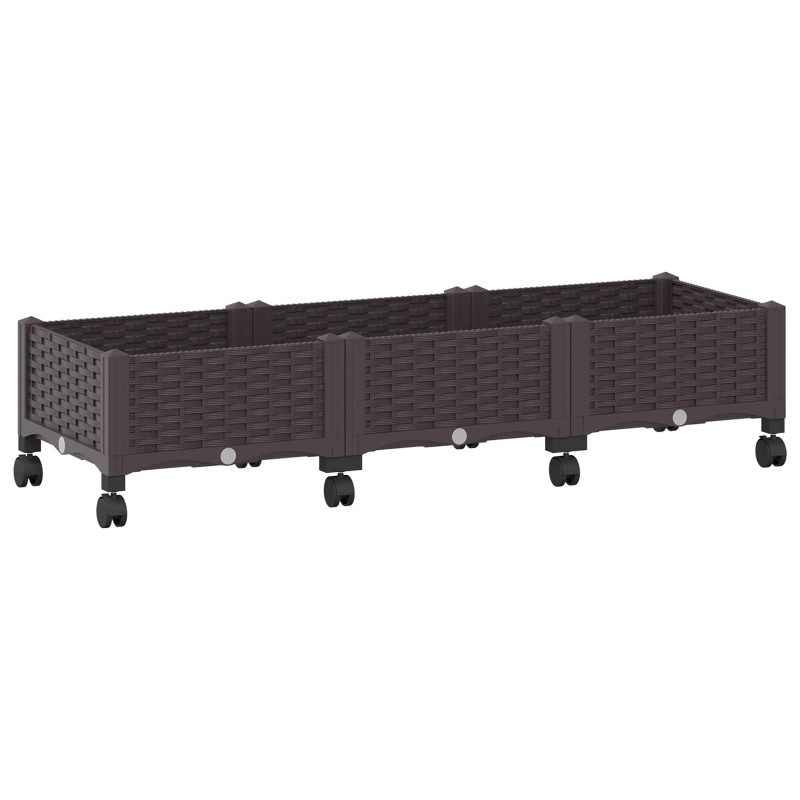 vidaXL Κήπος Γλαστράκι με Ροδάκια Καφέ 120 x 40 x 29 εκ PP