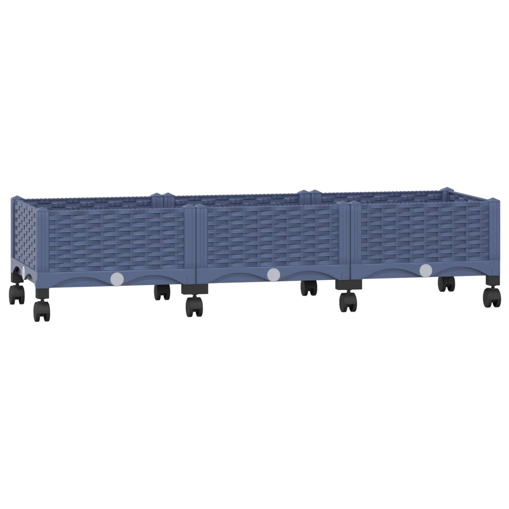 vidaXL Κήπος Γλαστράκι με Ροδάκια Μπλε Γκρι 120 x 40 x 33 cm PP