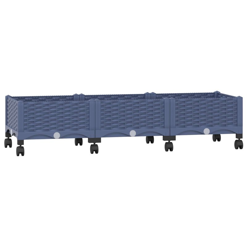 vidaXL Κήπος Γλαστράκι με Ροδάκια Μπλε Γκρι 120 x 40 x 33 cm PP